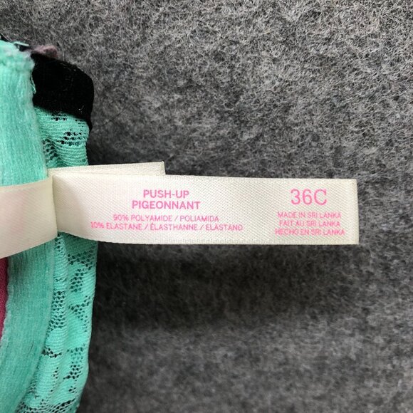 Victoria's Secret Push Up Bra Womens 36C Front Closure Lace Teal Padded - Picture 6 of 7